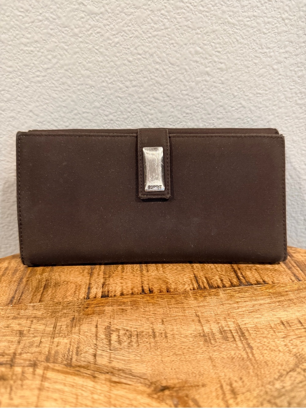 Esprit Vintage Nylon Canvas Continental Trifold Wallet Brown & Purple